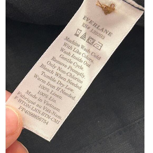 Everlane Black 100% Linen Button Front Picnic Cropped Sleeveless Top Shirt 8 M - Picture 6 of 8